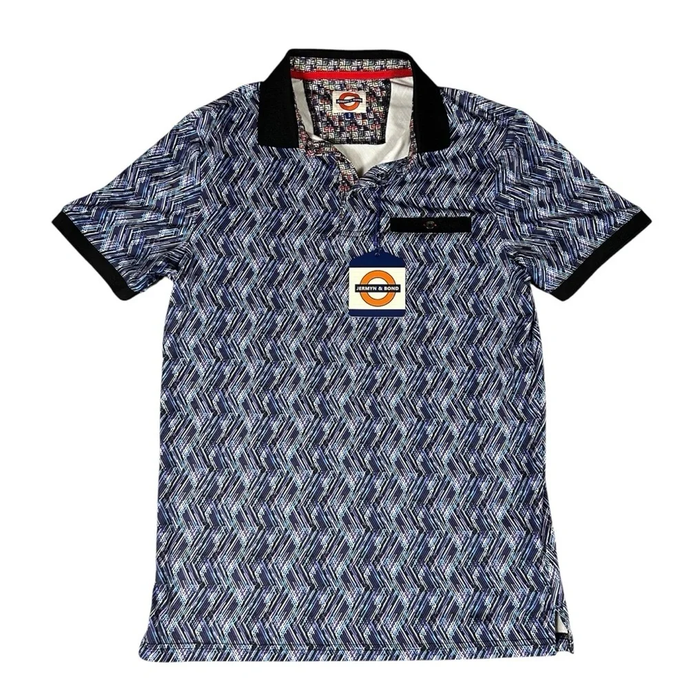Jermyn & Bond Men's Button Down Short Sleeve Polo Shirt Purple Small NWT New - Picture 1 of 6